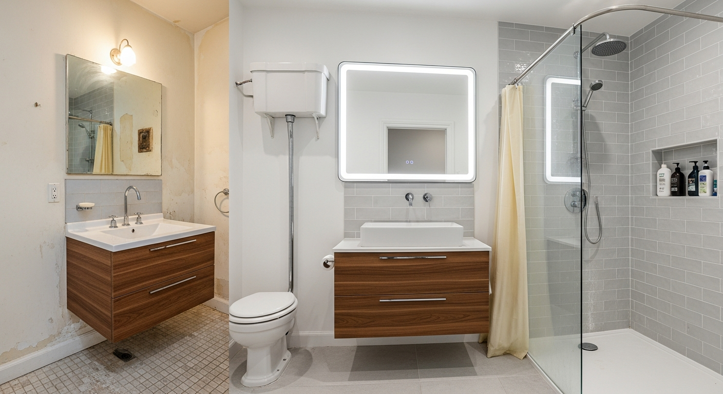 Transformation élégante - Rénovation salle de bain par Nova Habitat